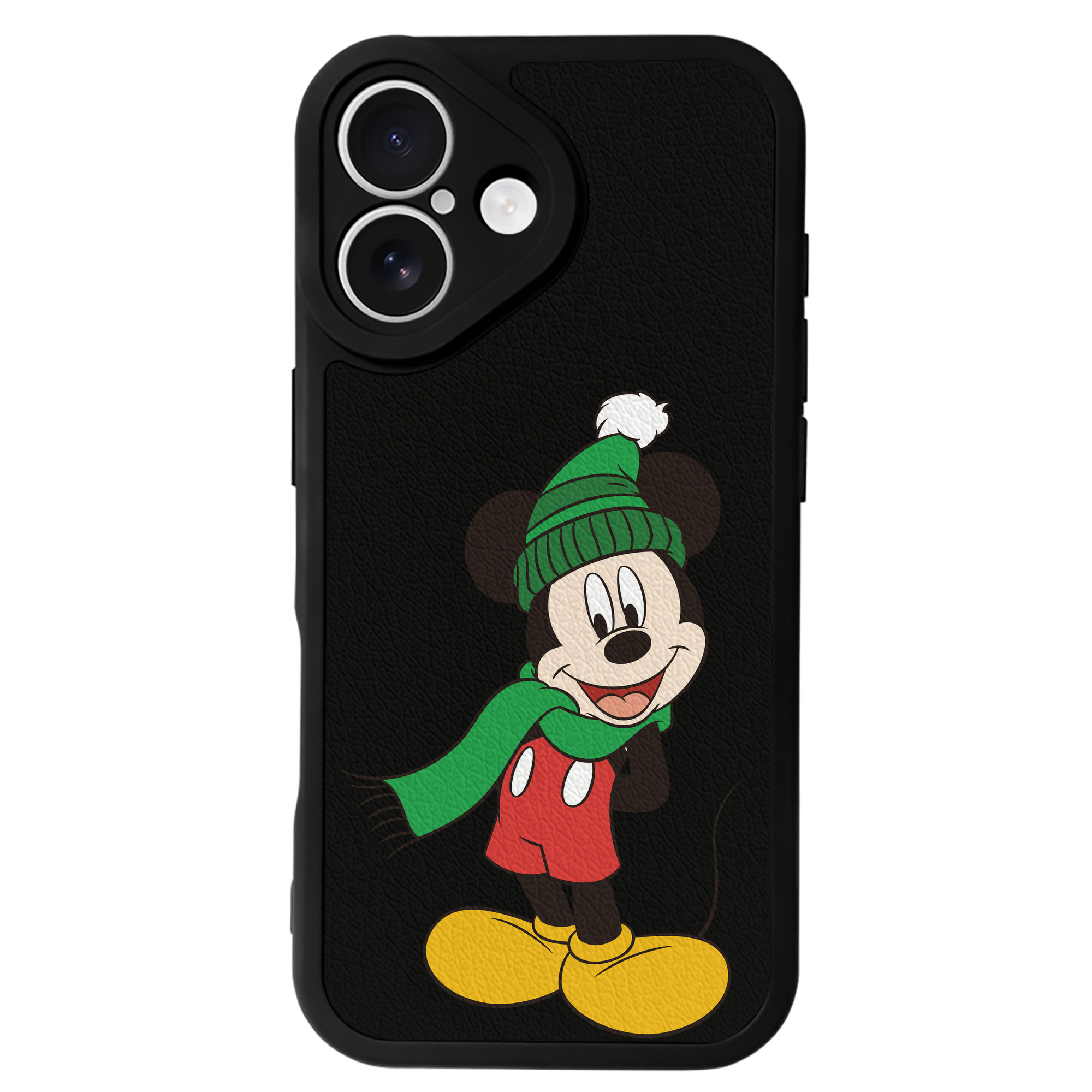 （画像用） ミッキーマウス Mickey Mouse 【iPhone 16シリーズ対応】シリコンスマホケース（レザー調） 材質：シリコン